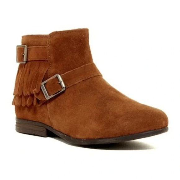 Minnetonka Rancho Brown Suede Fringe Ankle Booties - Picture 1 of 7